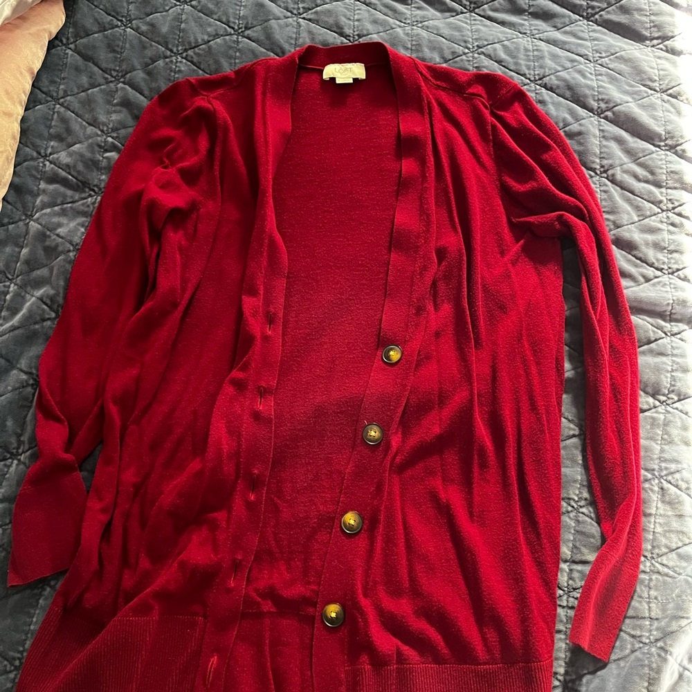 Loft Outlet Red Women's Cardigan - Size M
